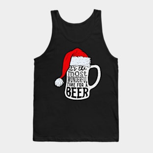 It's The Most Wonderful Time For A Beer Santa Hat Christmas Tank Top